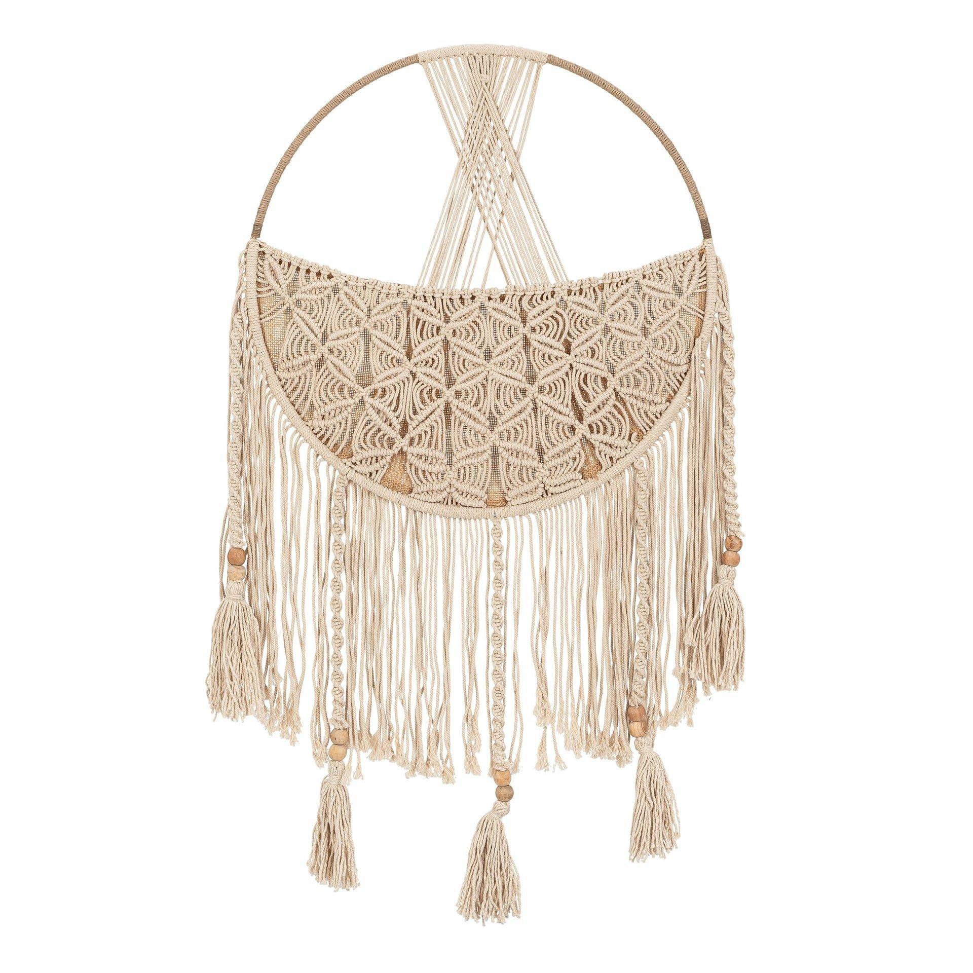 Charlie Farmhouse Macrame Storage Basket with Tassels image number 0