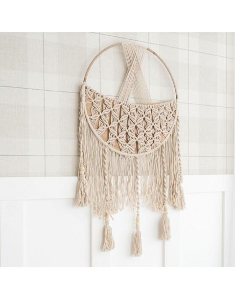 Charlie Farmhouse Macrame Storage Basket with Tassels