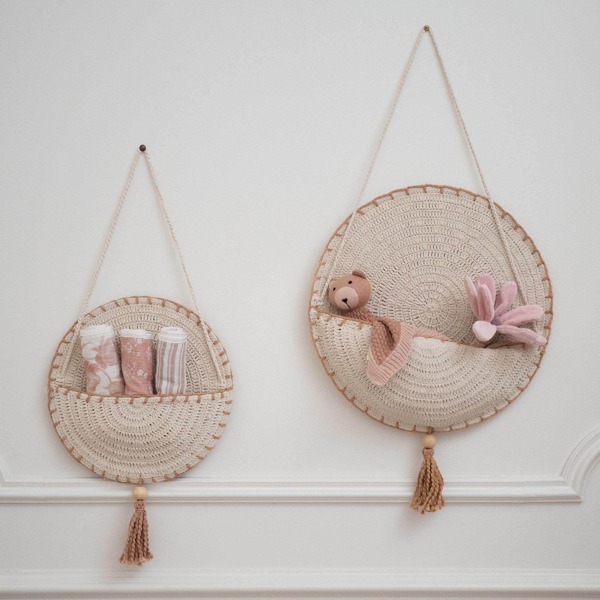 Violet Crochet Wall Storage Baskets (Set of 2) image number 3