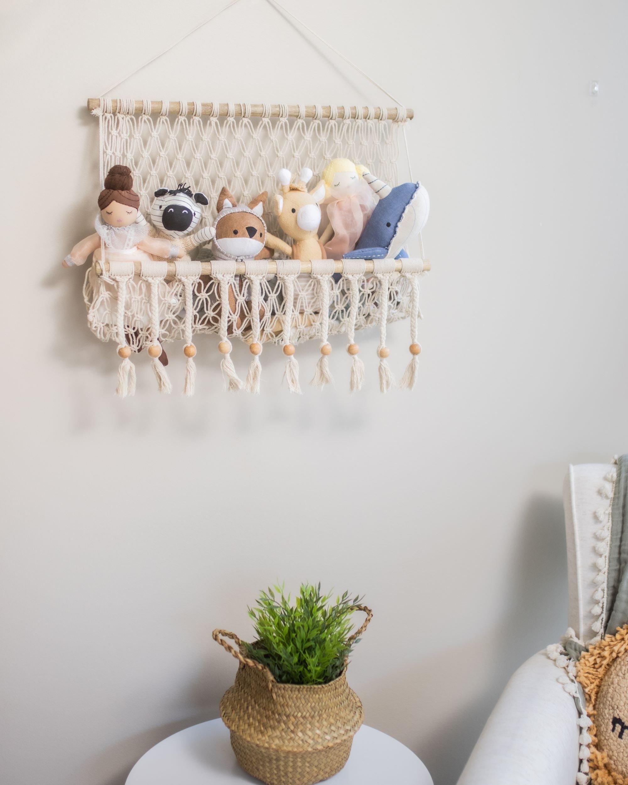 Willow Hanging Macrame Storage Basket image number 1