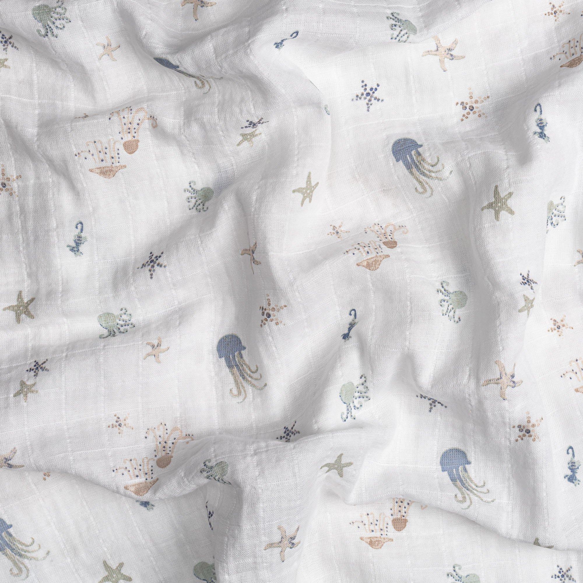 Cove Cotton Muslin Swaddle Blanket Set (Sea, Set of 2) image number 2