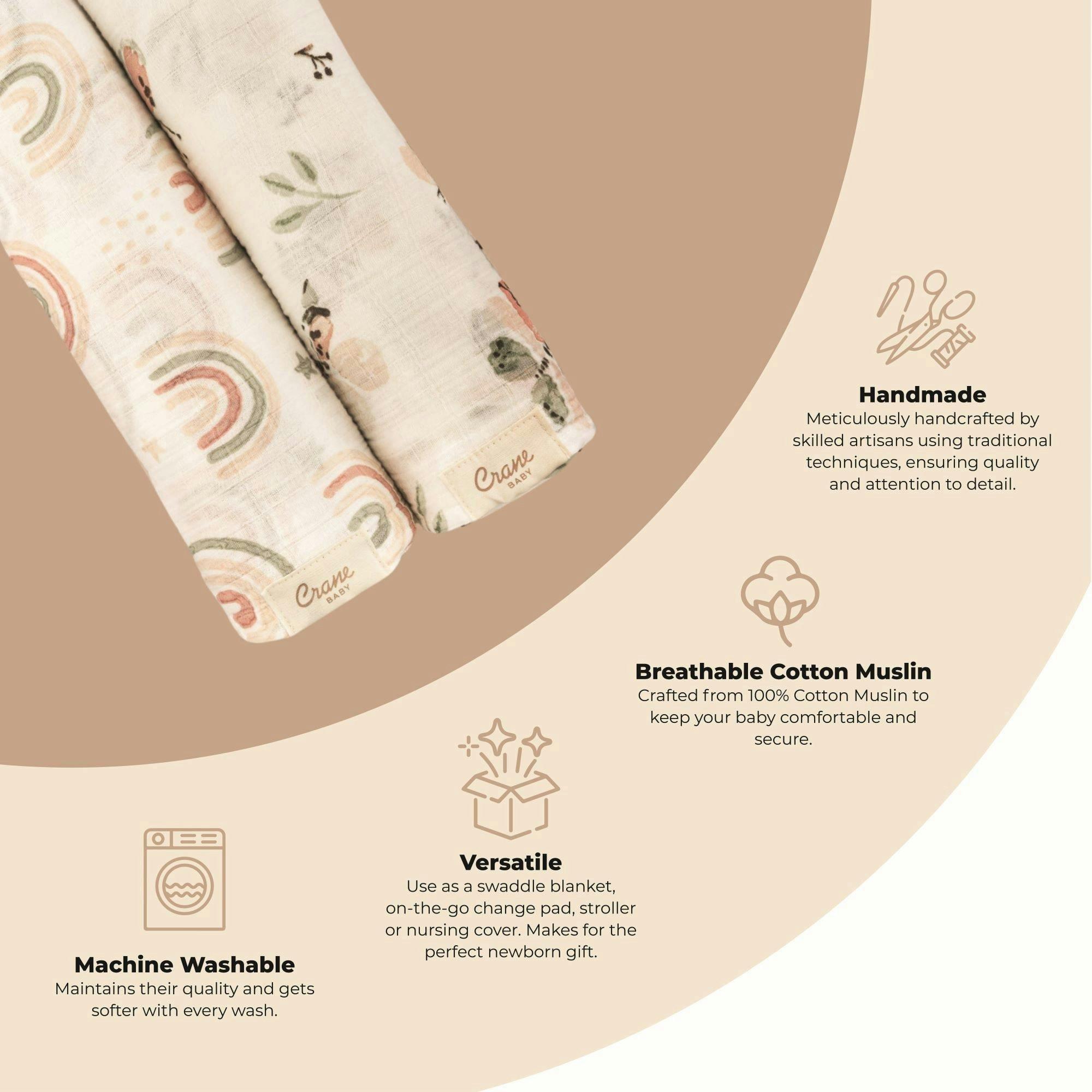 Parker Cotton Muslin Swaddle Blanket Set (Butterfly, Set of 2) image number 1