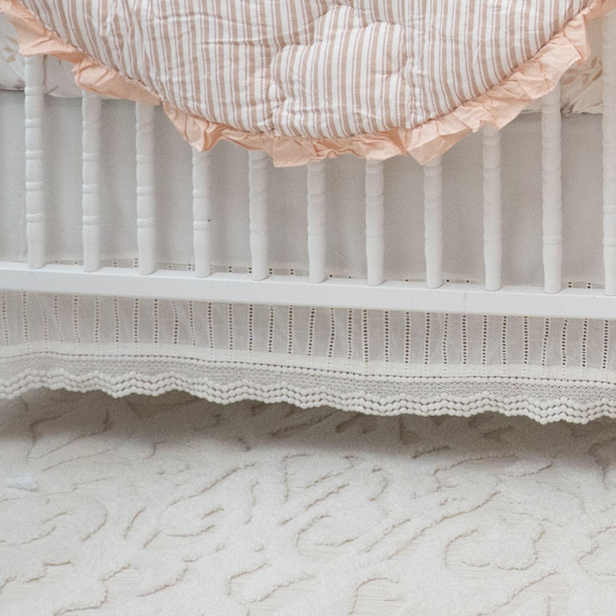 Off-White Lace Scallop Crib Skirt image number 3