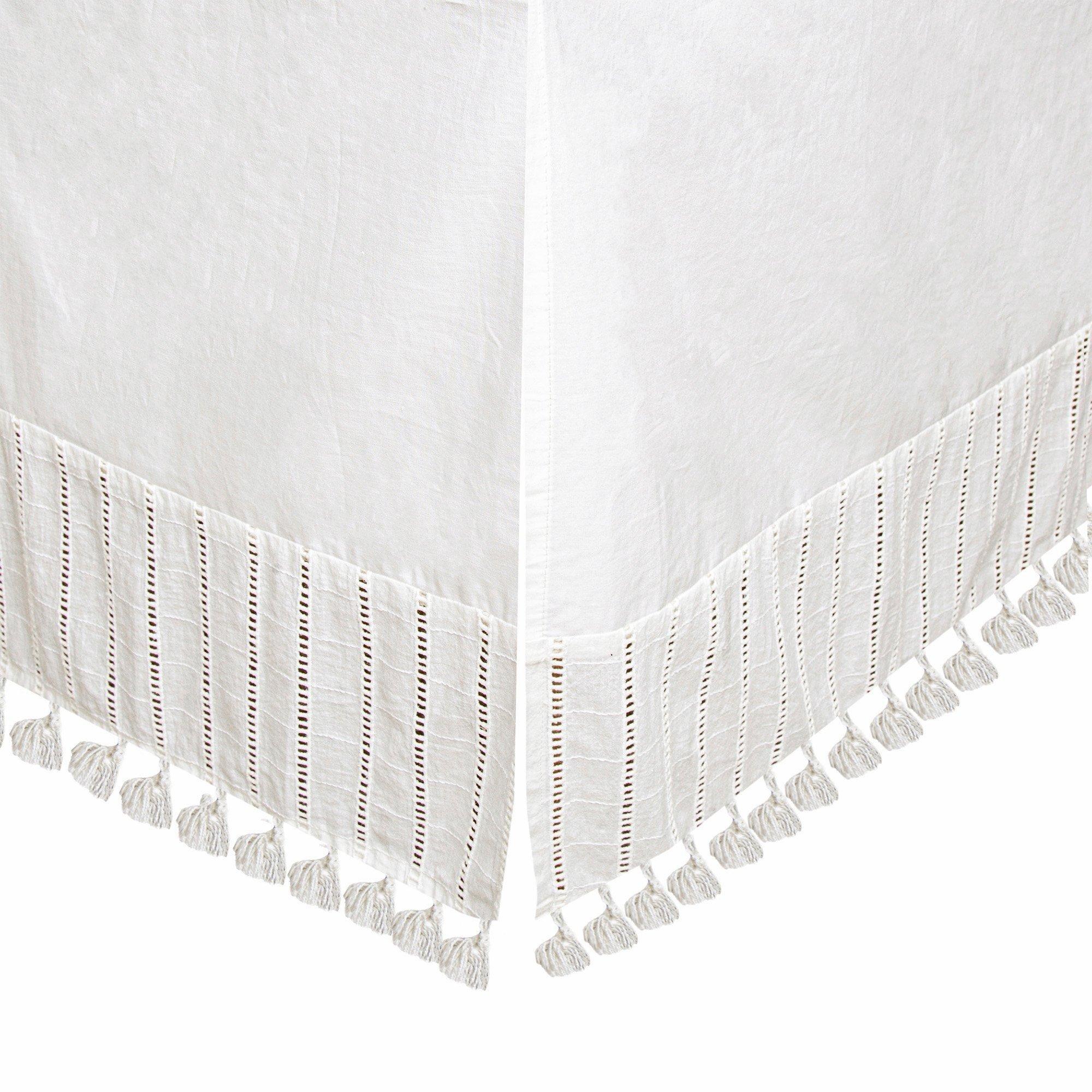 Off-White Boho Tassel Crib Skirt image number 2