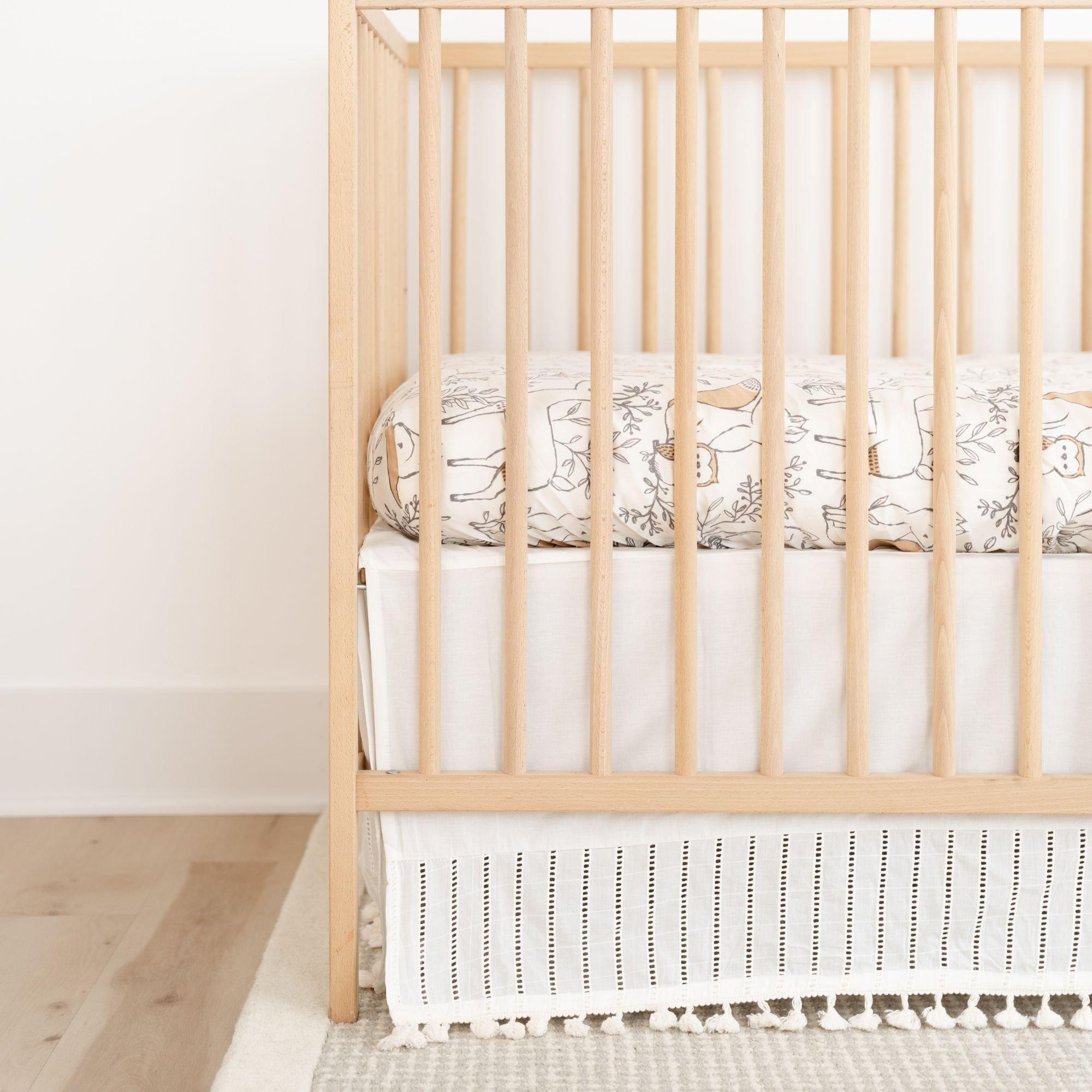 Off-White Boho Tassel Crib Skirt image number 3