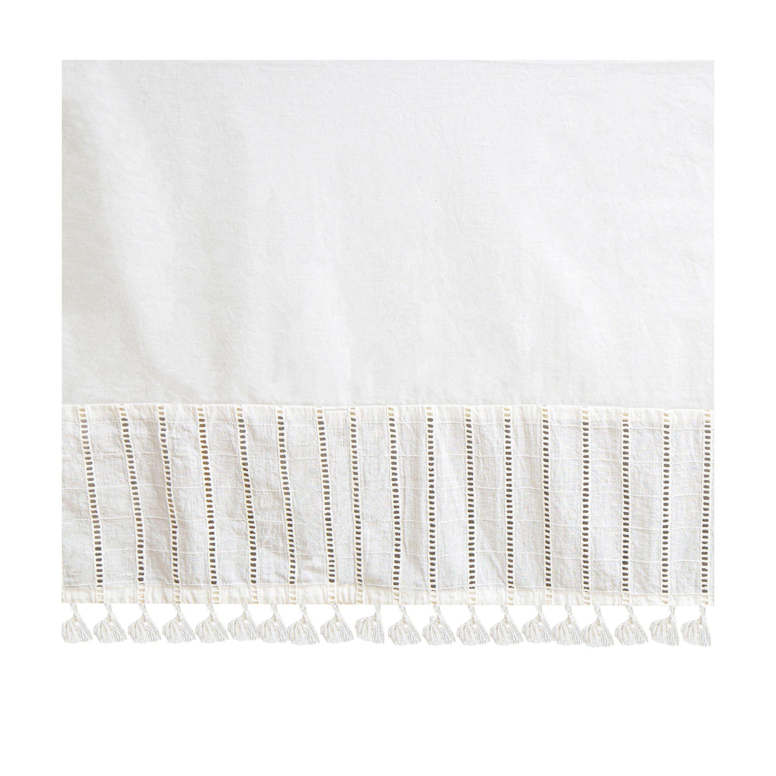 Off-White Boho Tassel Crib Skirt image number 1