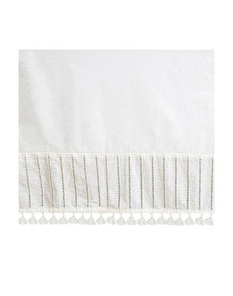 Off-White Boho Tassel Crib Skirt