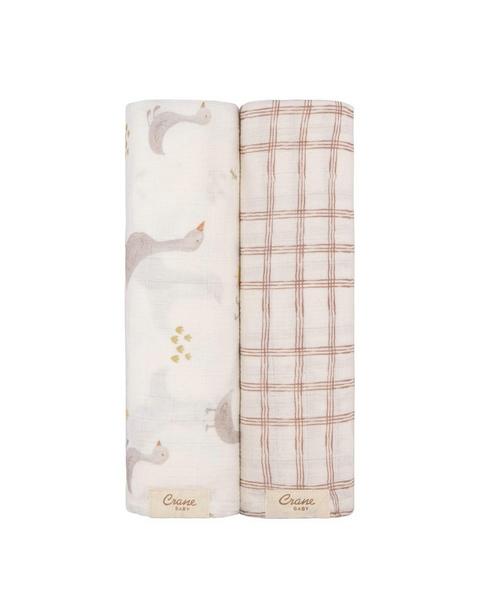 Charlie Cotton Muslin Swaddle Blanket Set (Goose, Set of 2)