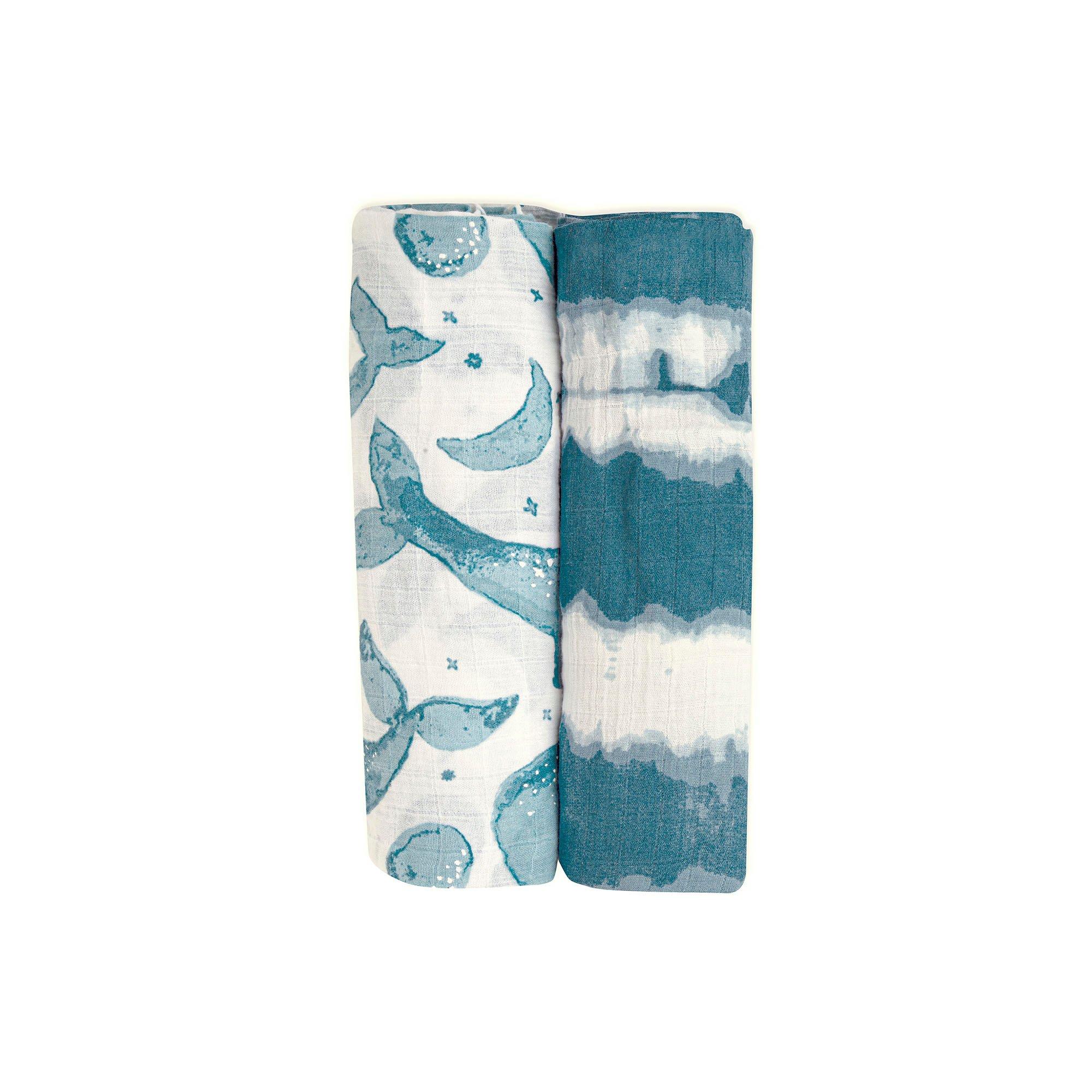 Caspian Cotton Muslin Swaddle Blanket Set (Ocean, Set of 2) image number 0