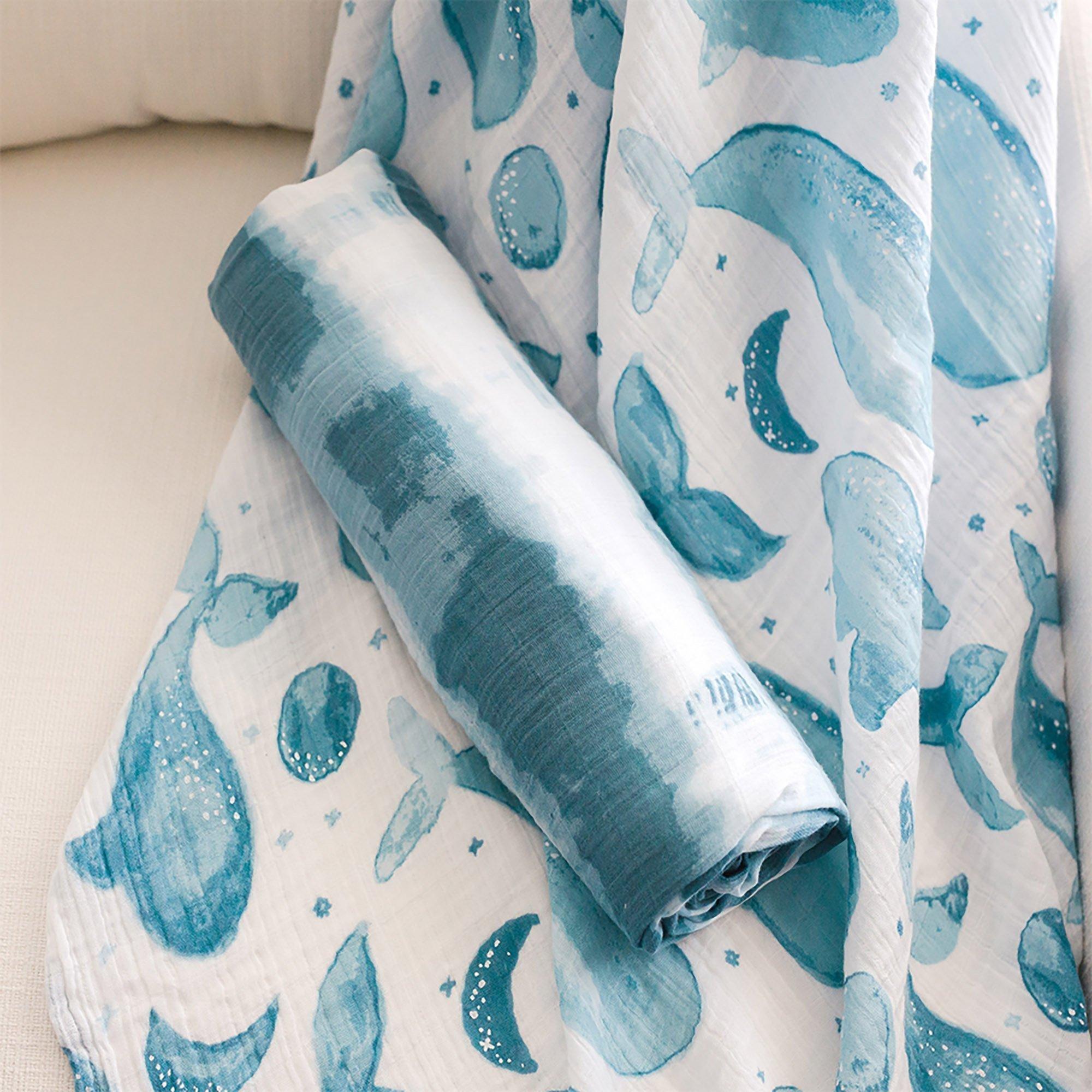 Caspian Cotton Muslin Swaddle Blanket Set (Ocean, Set of 2) image number 3