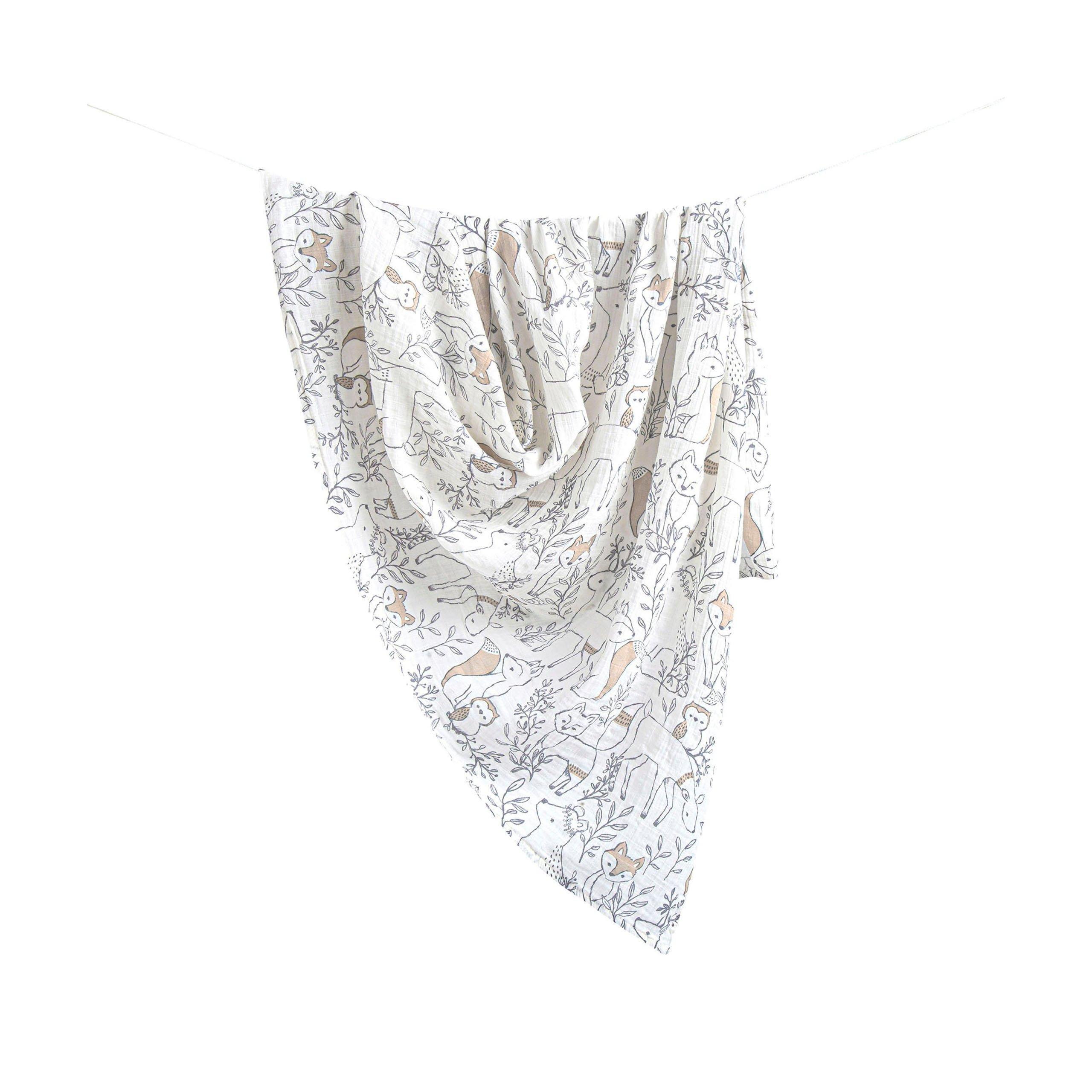 Ezra Cotton Muslin Swaddle Blanket Set (Woodland, Set of 2) image number 1