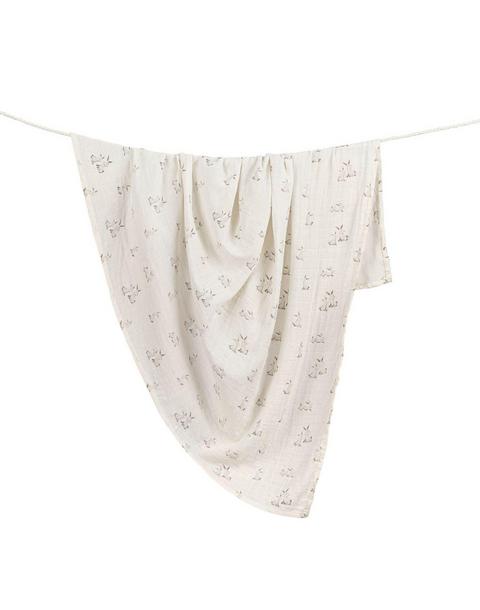 Avery Organic Cotton Muslin Swaddle Blanket (Bunny)