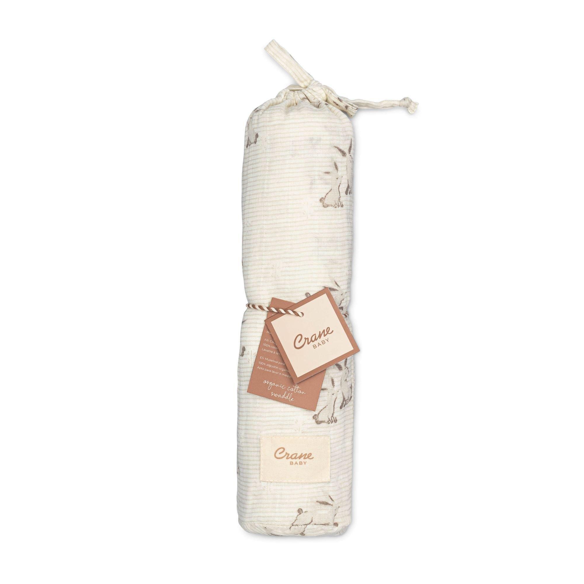 Avery Organic Cotton Muslin Swaddle Blanket (Bunny) image number 3
