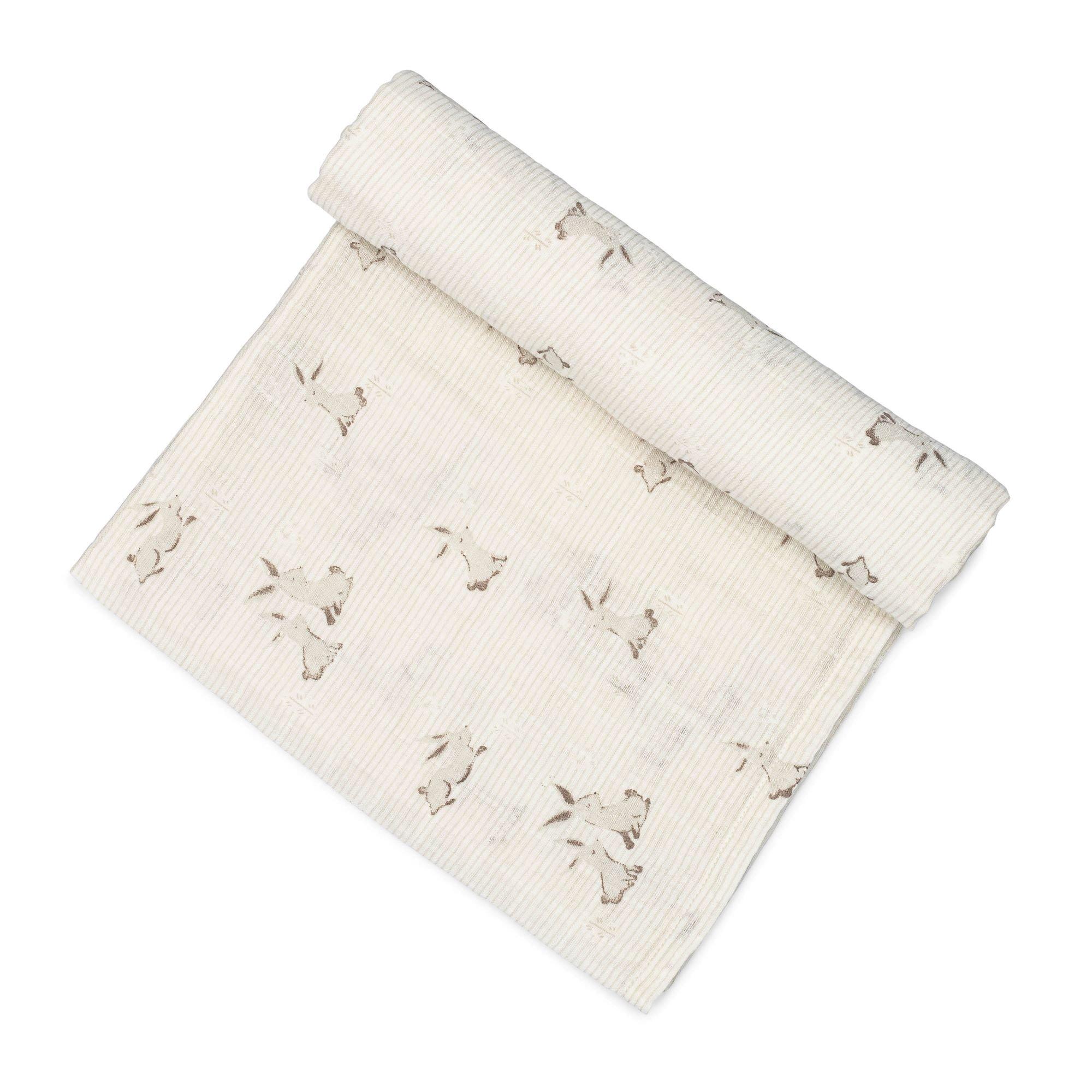 Avery Organic Cotton Muslin Swaddle Blanket (Bunny) image number 1