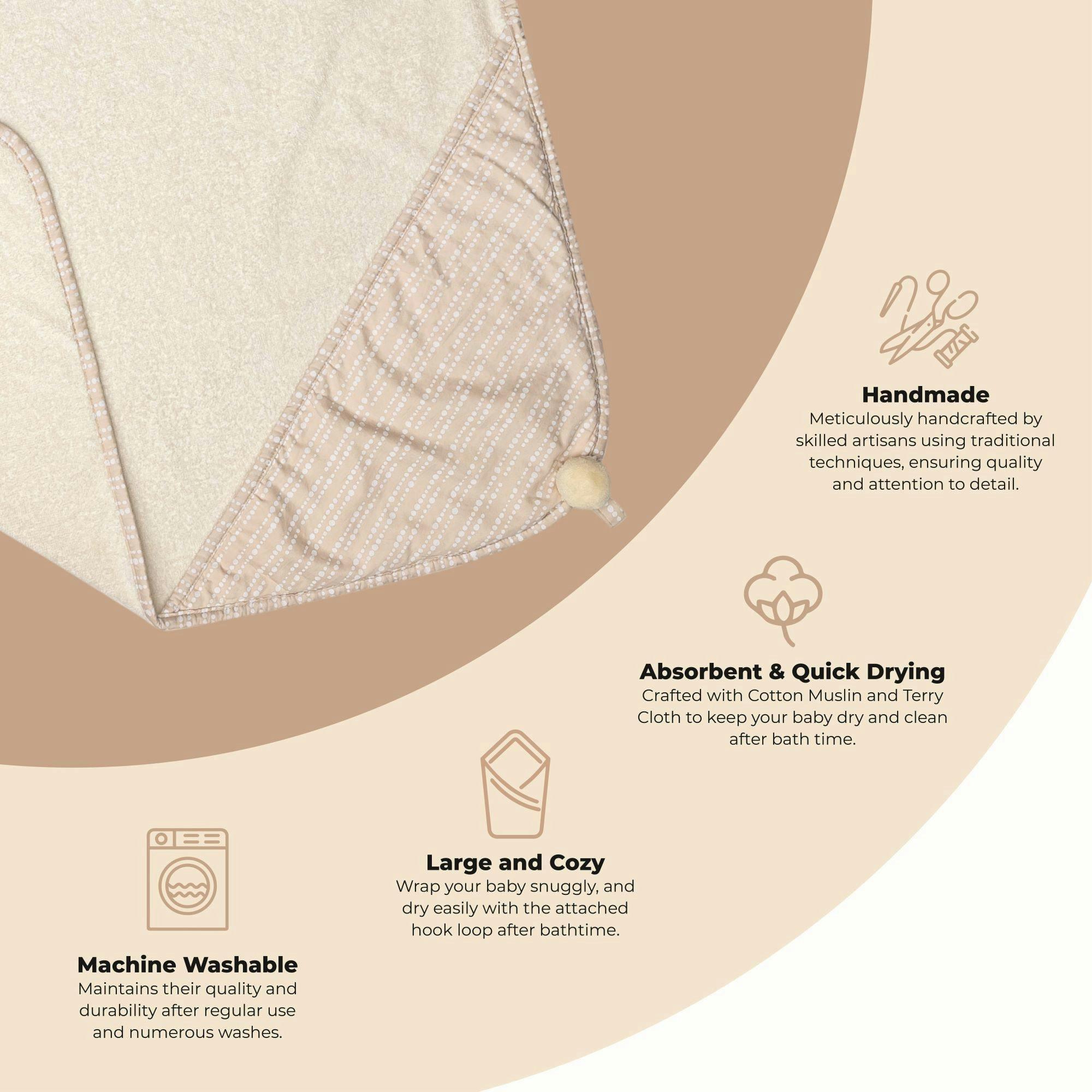 Cove Dot Hooded Baby Bath Towel image number 3