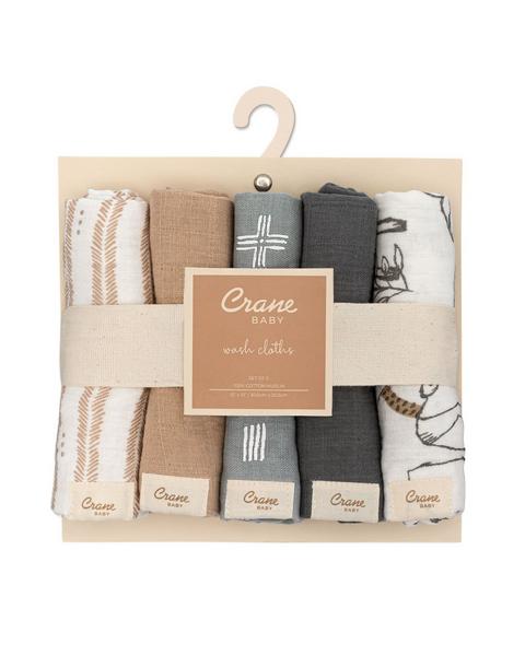 Ezra Woodland Animal Cotton Washcloth (Set of 5)