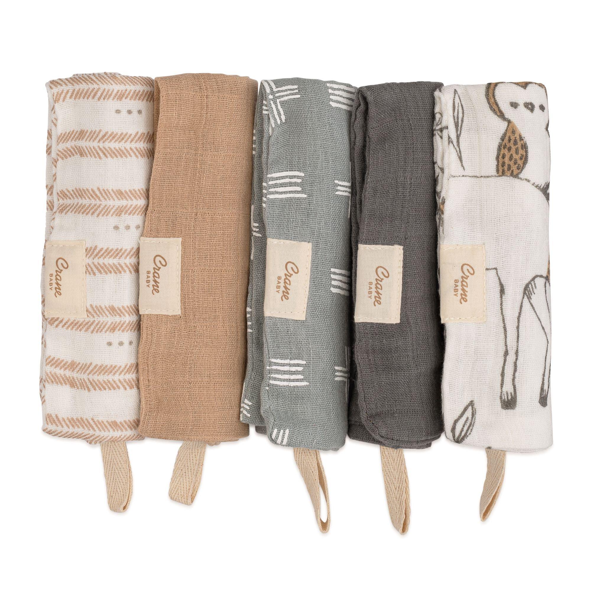 Ezra Woodland Animal Cotton Washcloth (Set of 5) image number 4