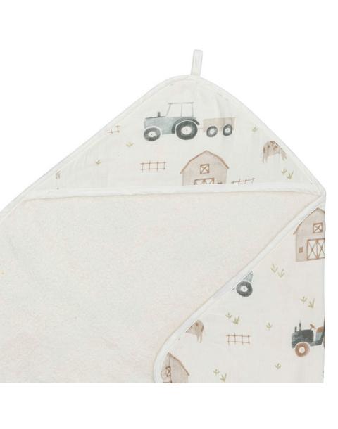 Charlie Farmhouse Tractor Hooded Baby Bath Towel & Washcloth Set