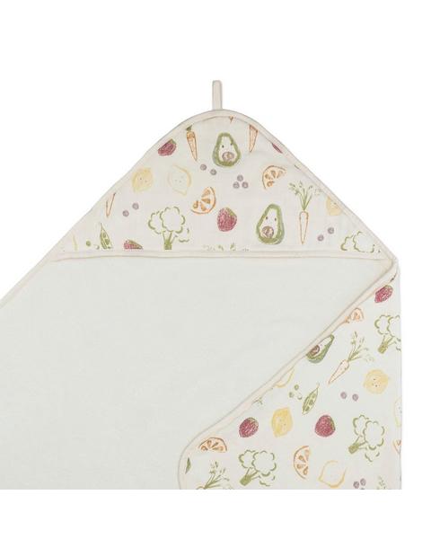 Clementine Fruits & Veggies Hooded Baby Bath Towel & Washcloth Set