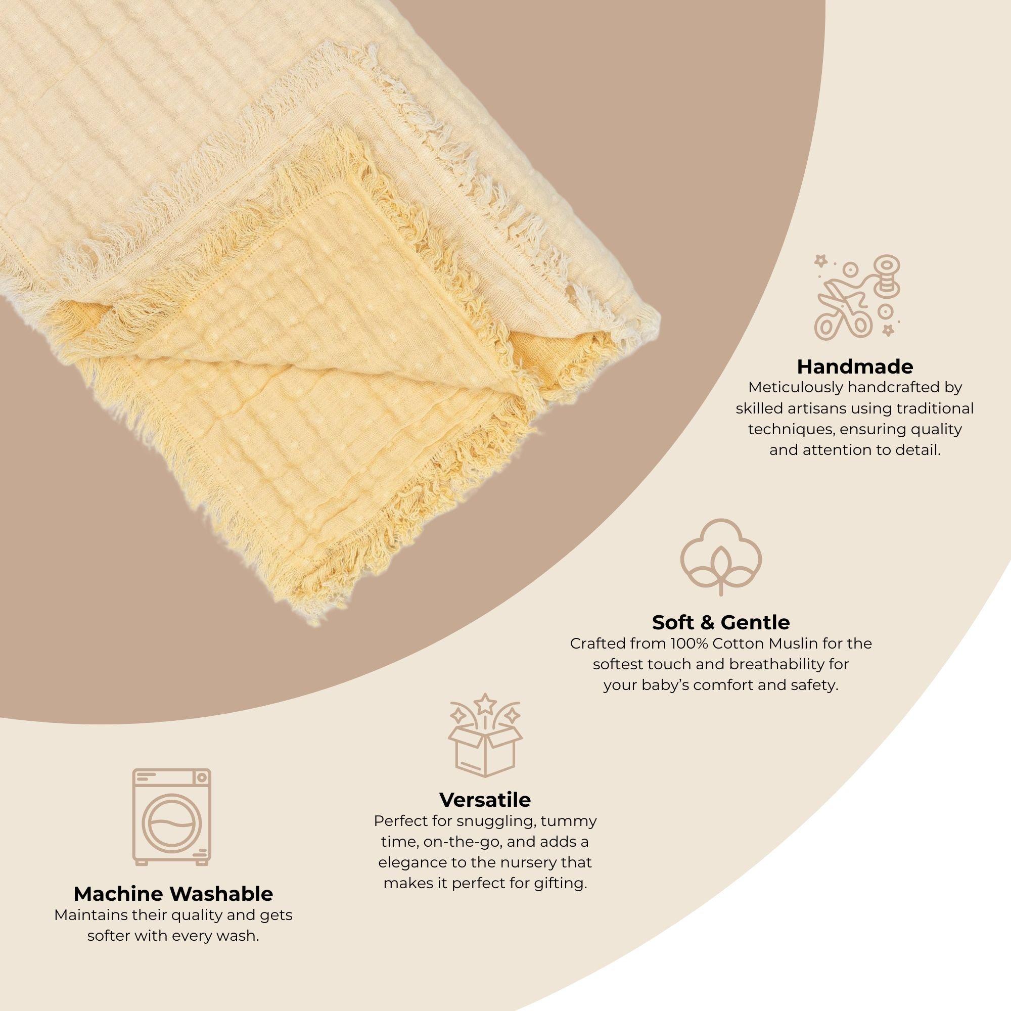 Multi-Layer Cotton Muslin Baby Blanket (Honey Ombre) image number 3