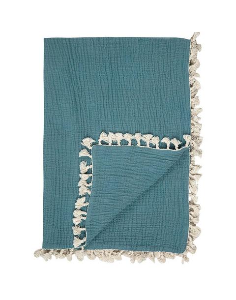 6-Layer Cotton Muslin Baby Blanket (Riverstone Blue)