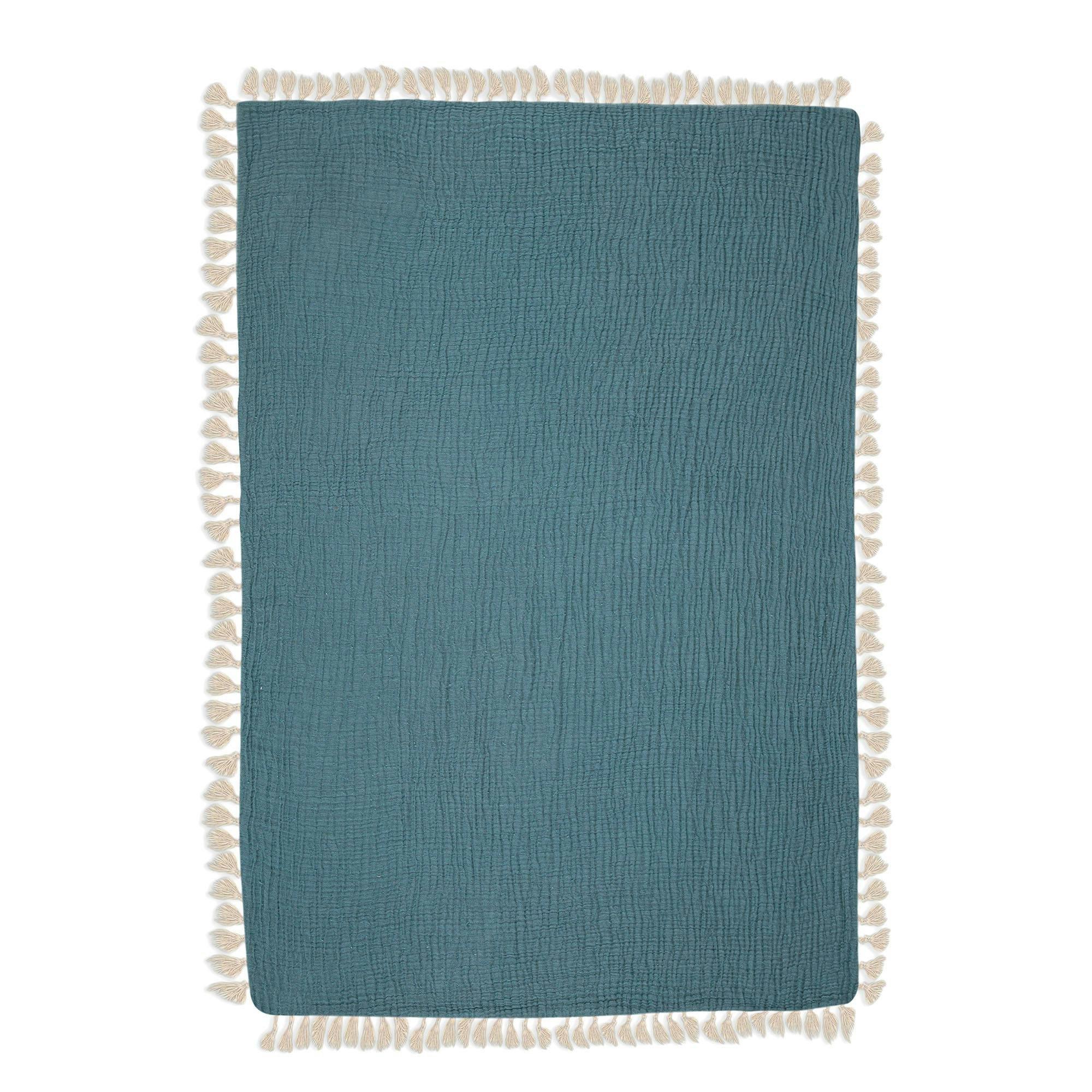 6-Layer Cotton Muslin Baby Blanket (Riverstone Blue) image number 2