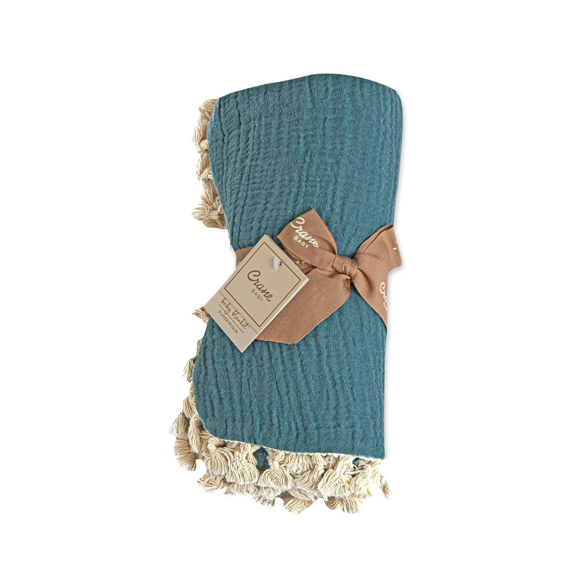 6-Layer Cotton Muslin Baby Blanket (Riverstone Blue) image number 3