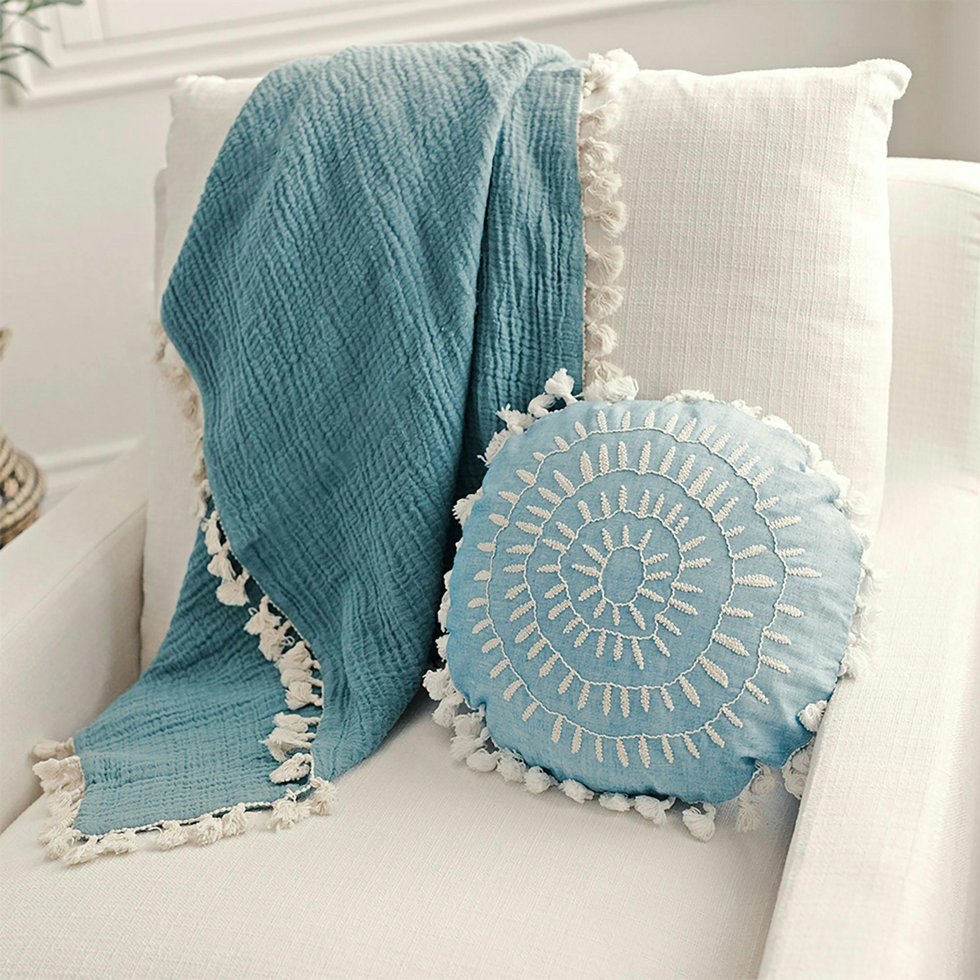 6-Layer Cotton Muslin Baby Blanket (Riverstone Blue) image number 4