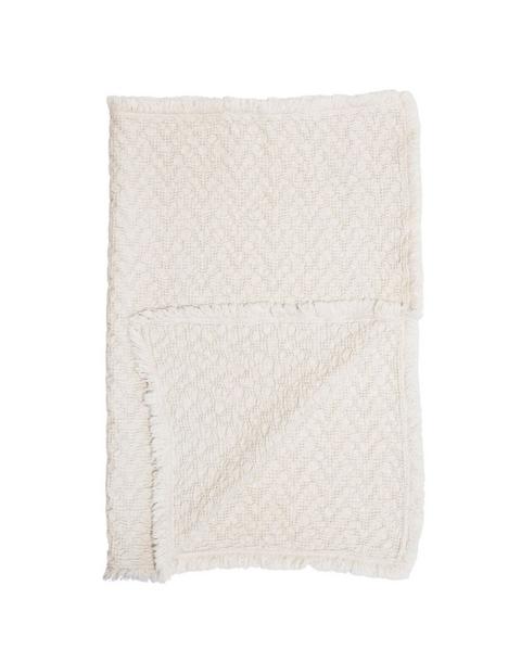 Oatmeal Boho Jacquard Knit Baby Blanket