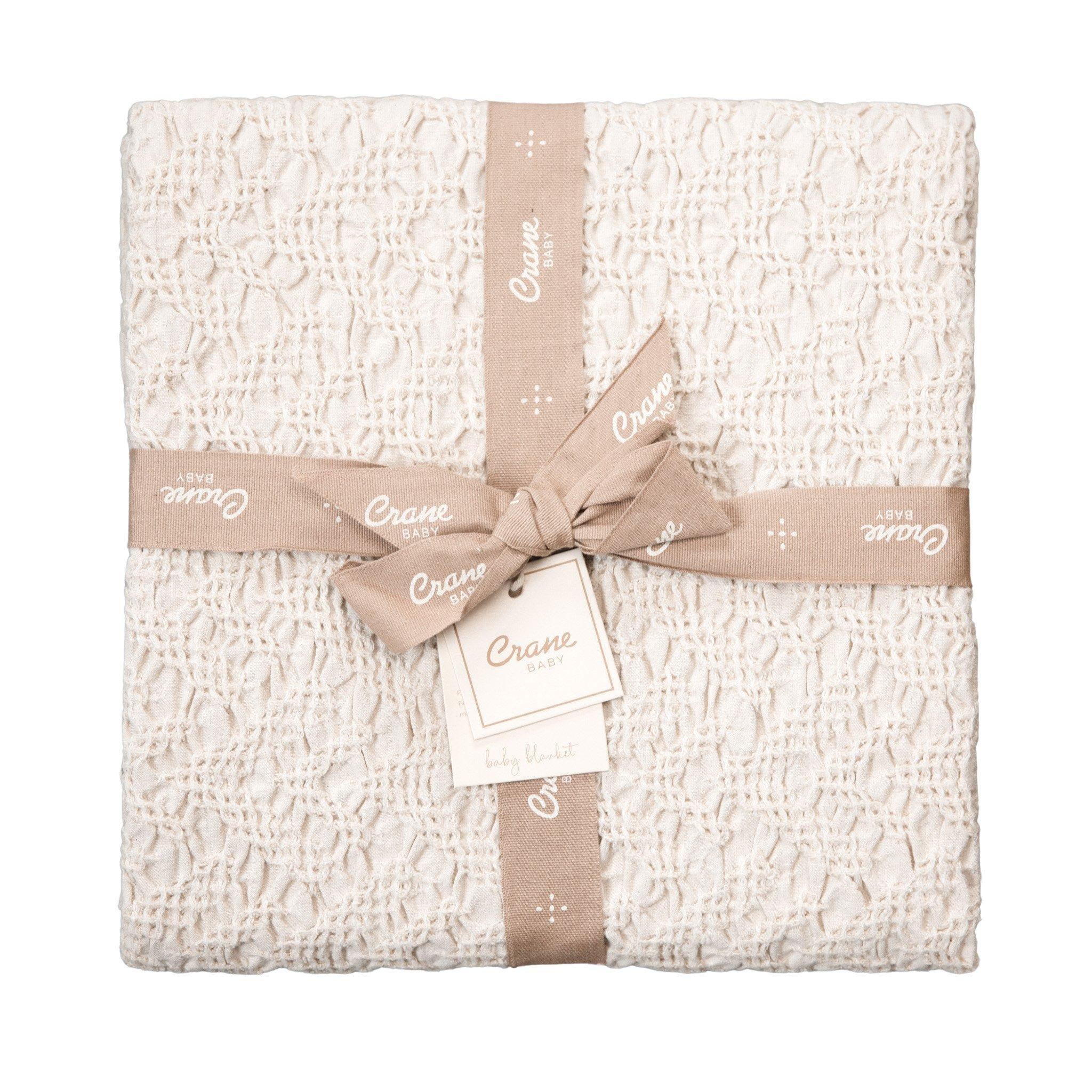 Oatmeal Boho Jacquard Knit Baby Blanket image number 2