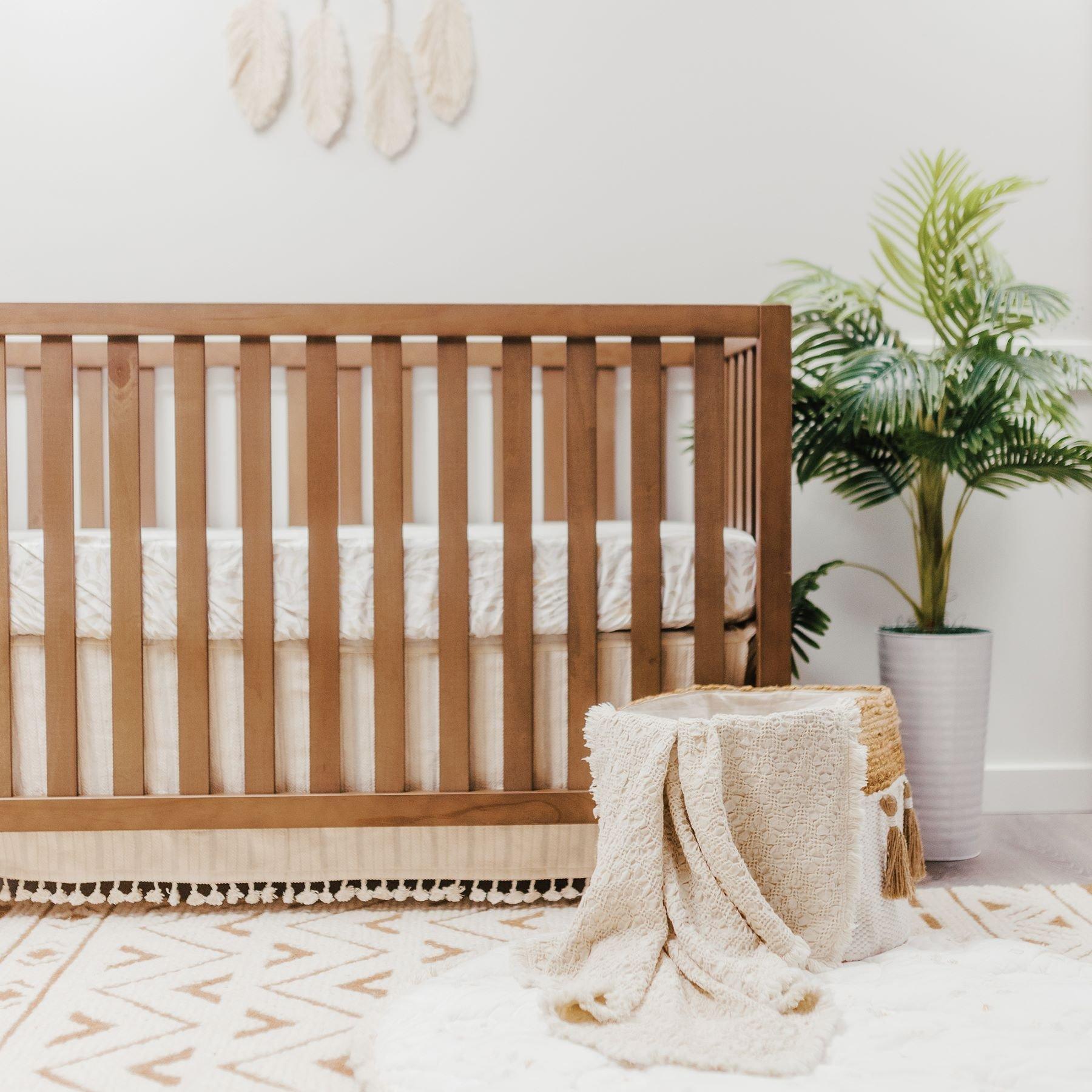 Oatmeal Boho Jacquard Knit Baby Blanket image number 3