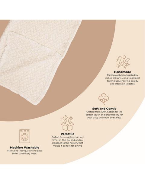Oatmeal Boho Jacquard Knit Baby Blanket