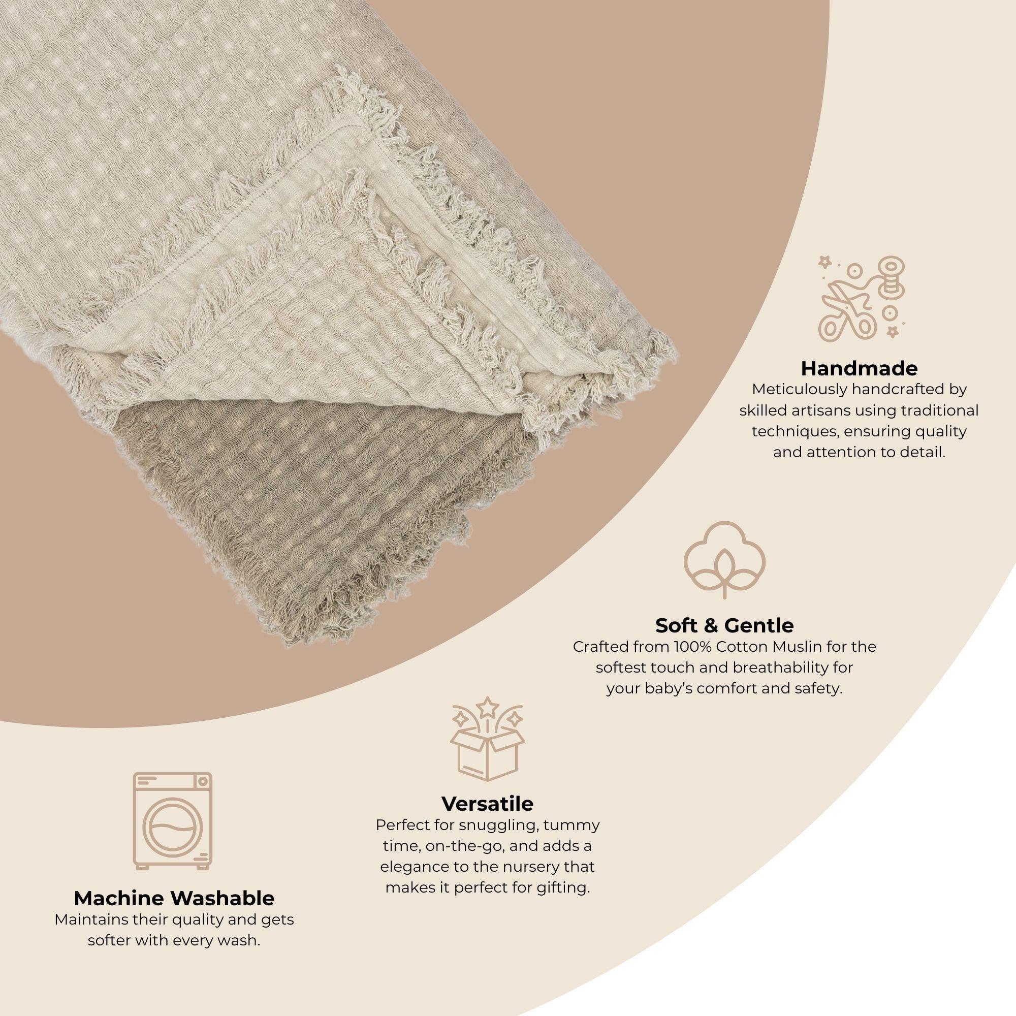 Multi-Layer Cotton Muslin Baby Blanket (Dove Grey Ombre) image number 3