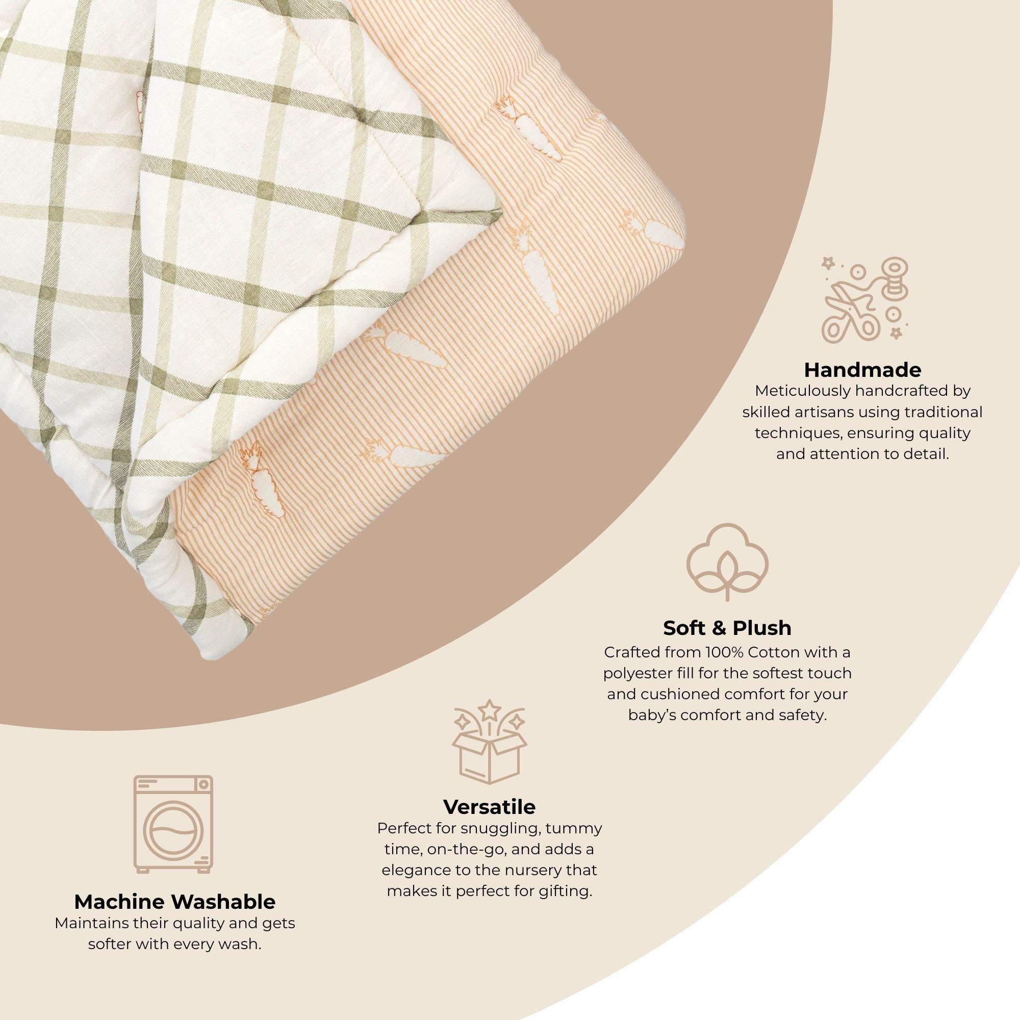Clementine Fruits & Veggies Cotton Quilted Blanket image number 3