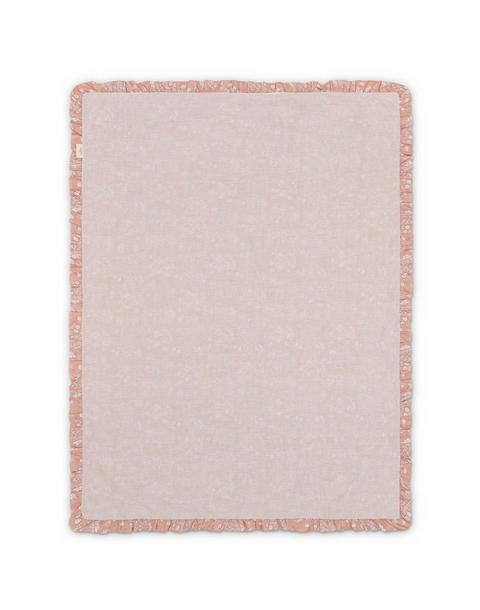 Violet Floral Cotton Muslin Baby Blanket with Ruffle Trim