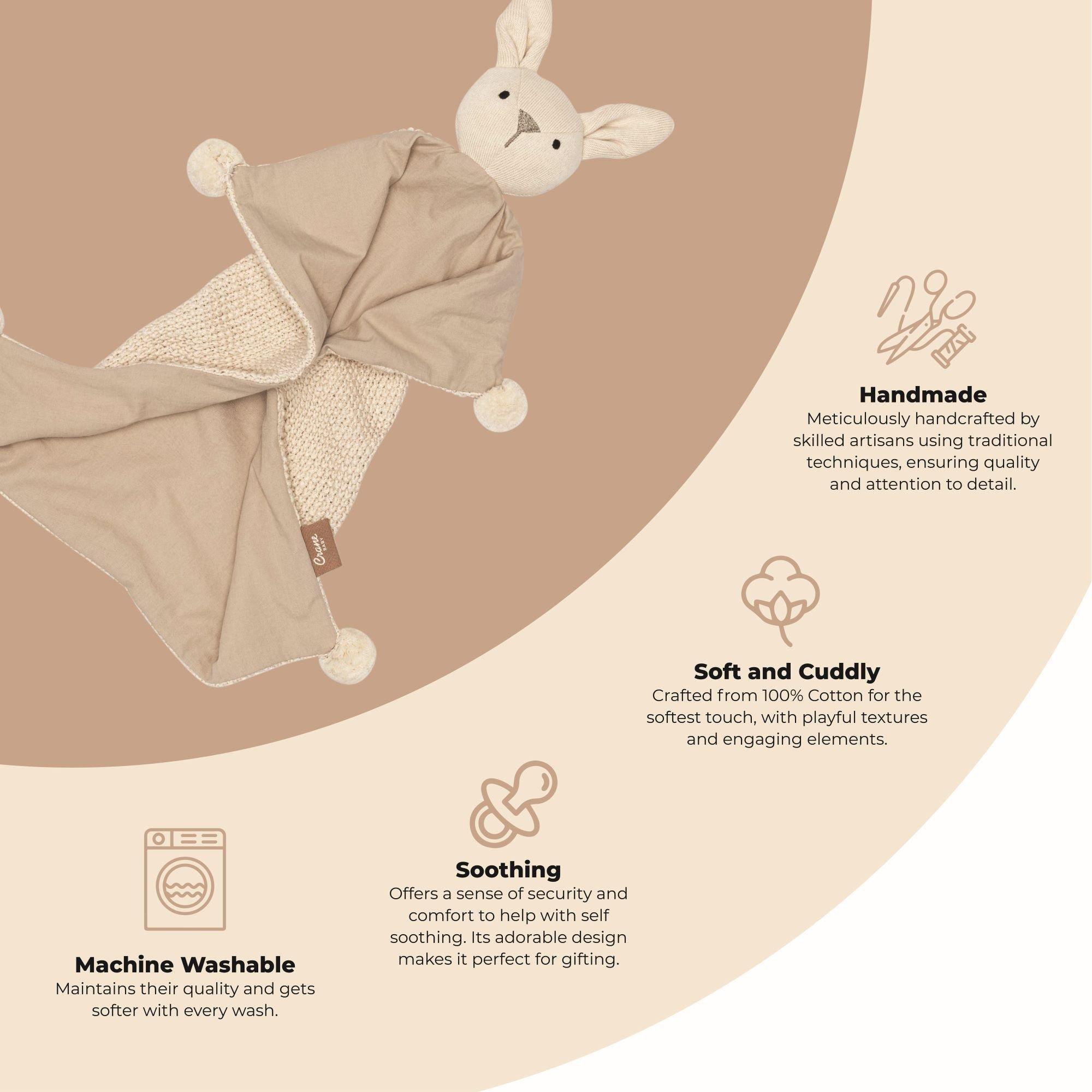 Avery Organic Cotton Lovey Blanket (Ollie the Bunny) image number 3