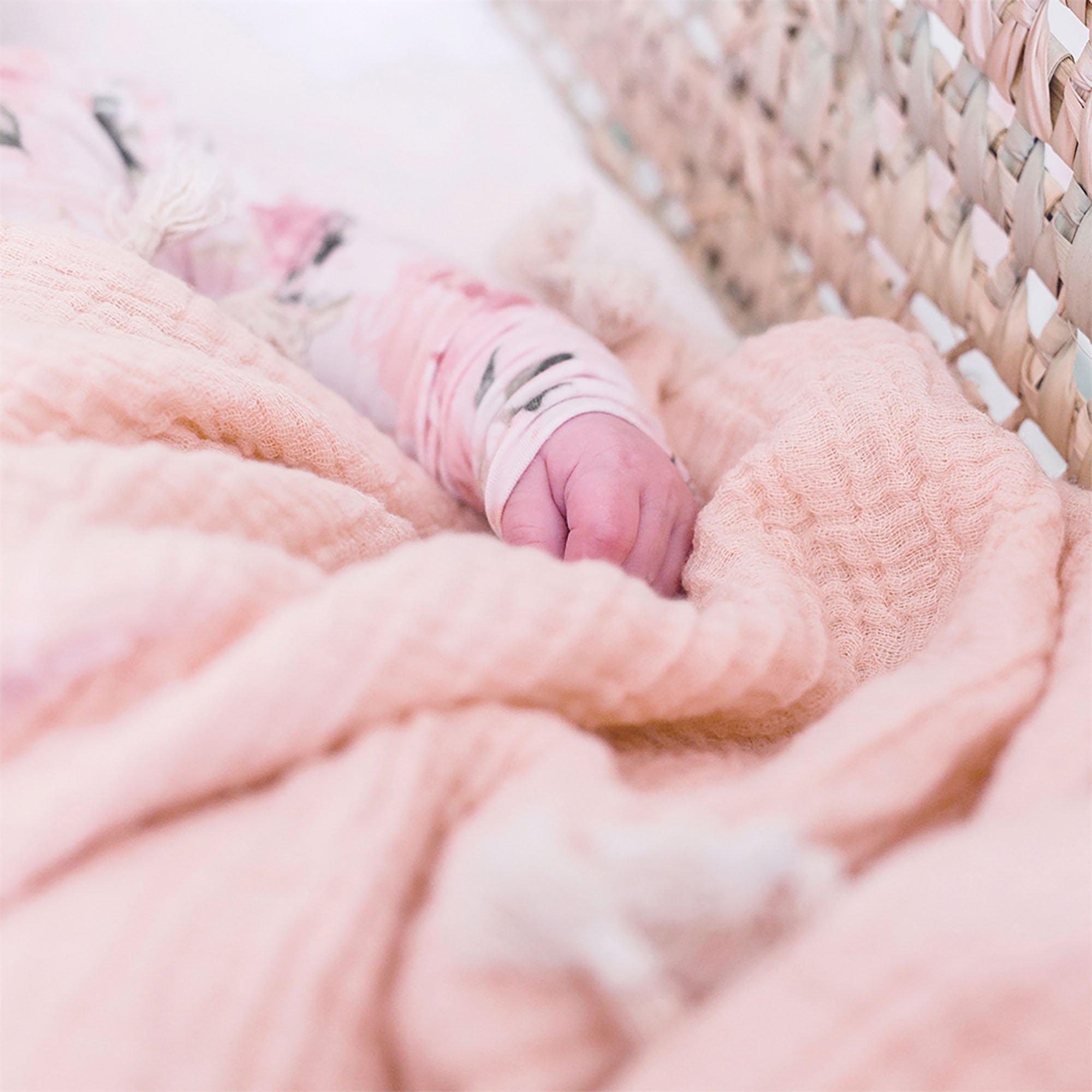 6-Layer Cotton Muslin Baby Blanket (Rose Pink) image number 4