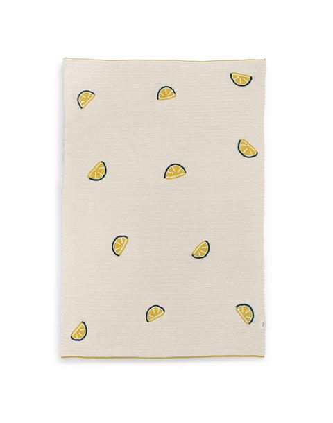 Clementine Lemon Embroidered Knit Baby Blanket