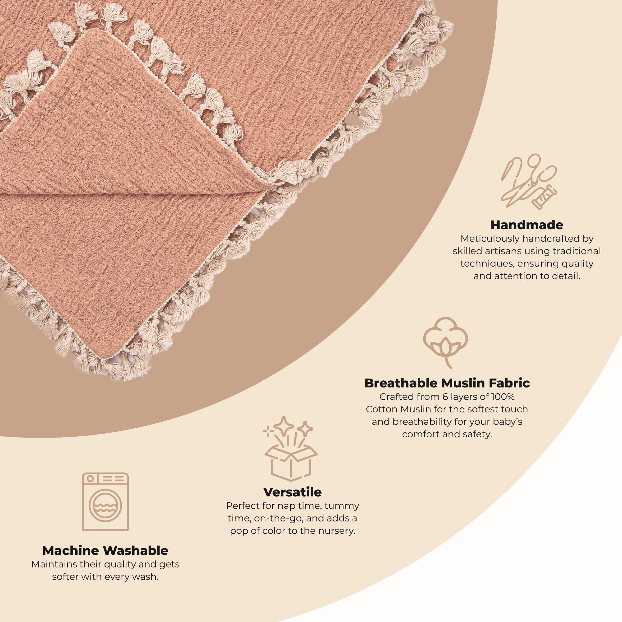 6-Layer Cotton Muslin Baby Blanket (Copper) image number 1