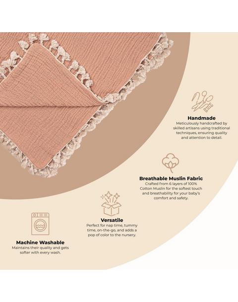 6-Layer Cotton Muslin Baby Blanket (Copper)