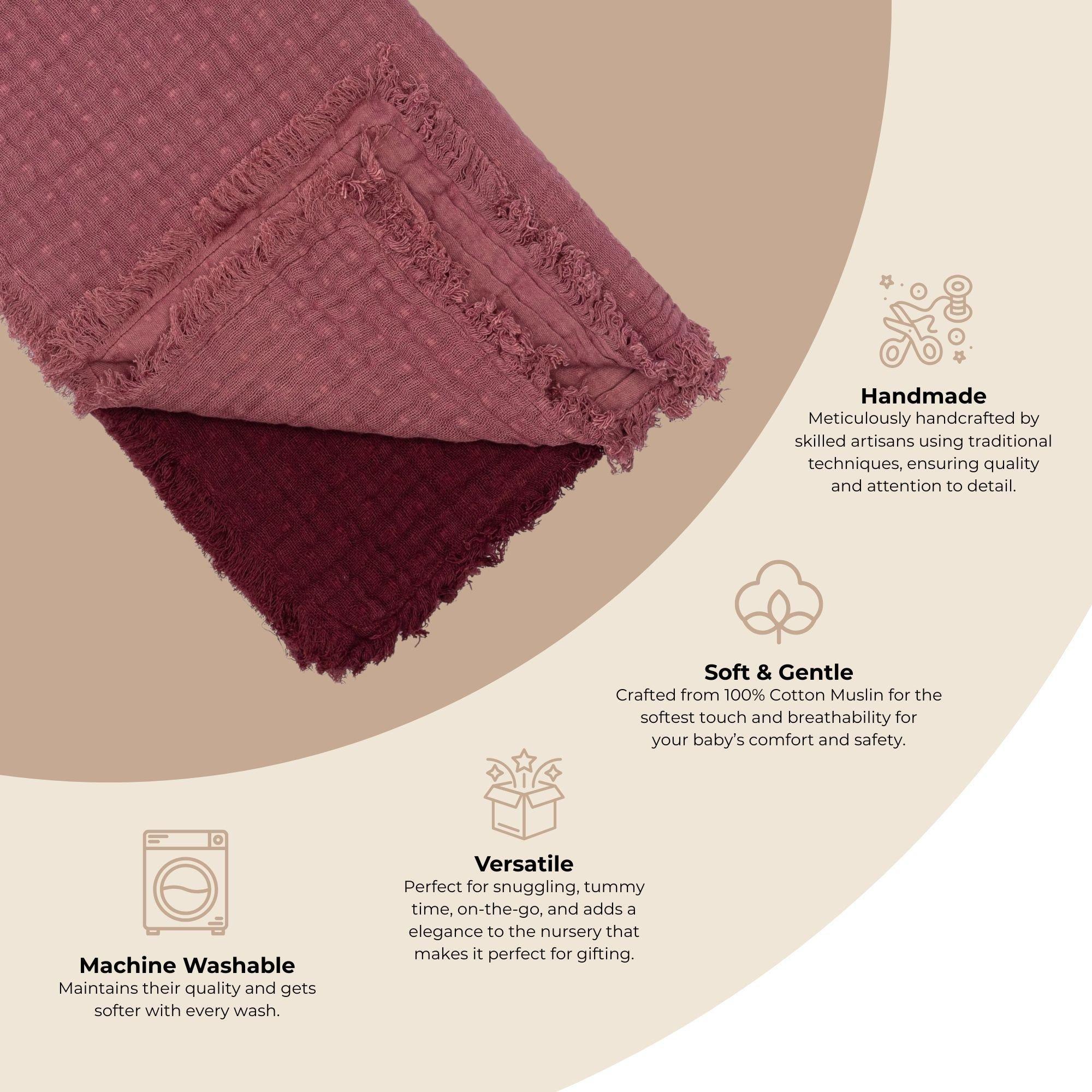 Multi-Layer Cotton Muslin Baby Blanket (Orchid Ombre) image number 3