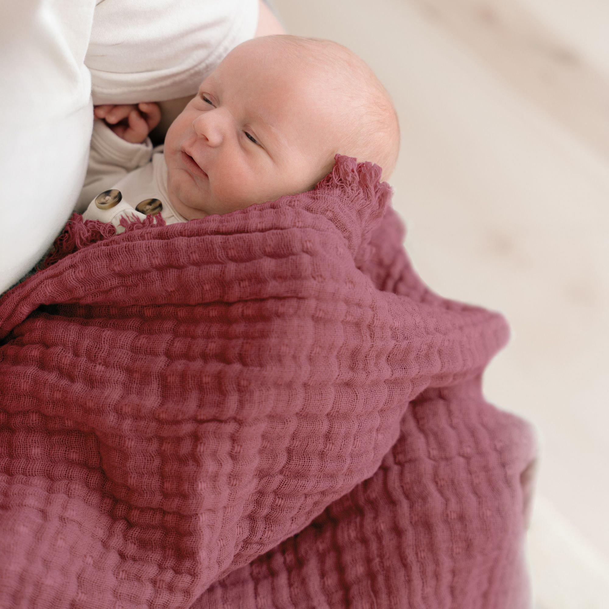 Multi-Layer Cotton Muslin Baby Blanket (Orchid Ombre) image number 4