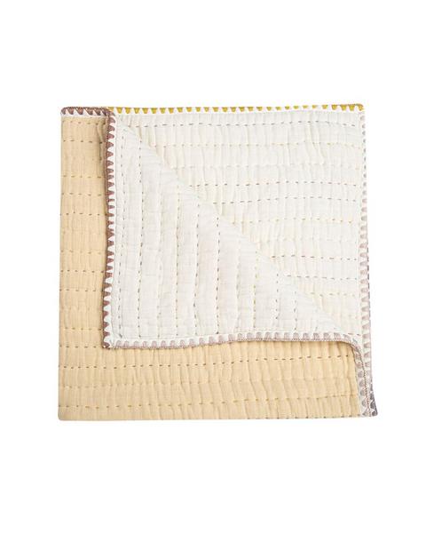 Kendi Beige Cotton Hand-Quilted Baby Blanket