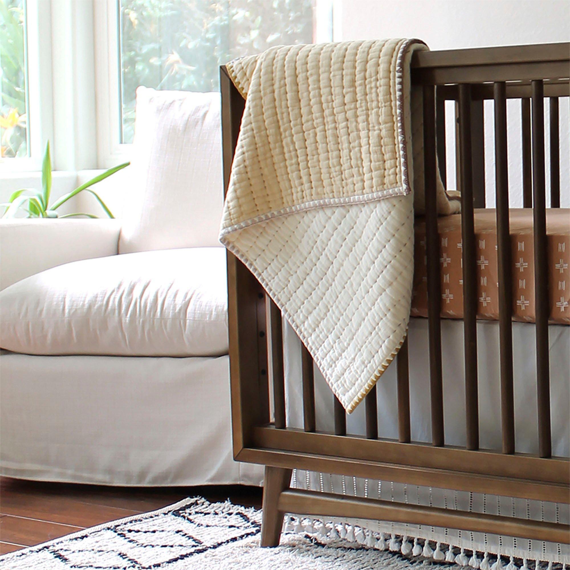 Kendi Beige Cotton Hand-Quilted Baby Blanket image number 4