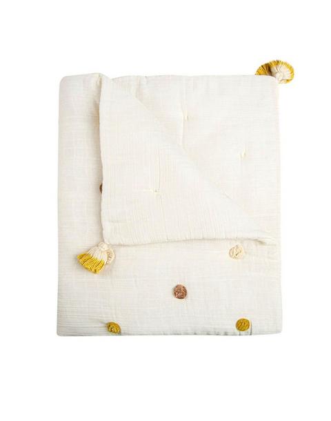 Kendi Cotton Muslin Pom Pom Baby Quilt