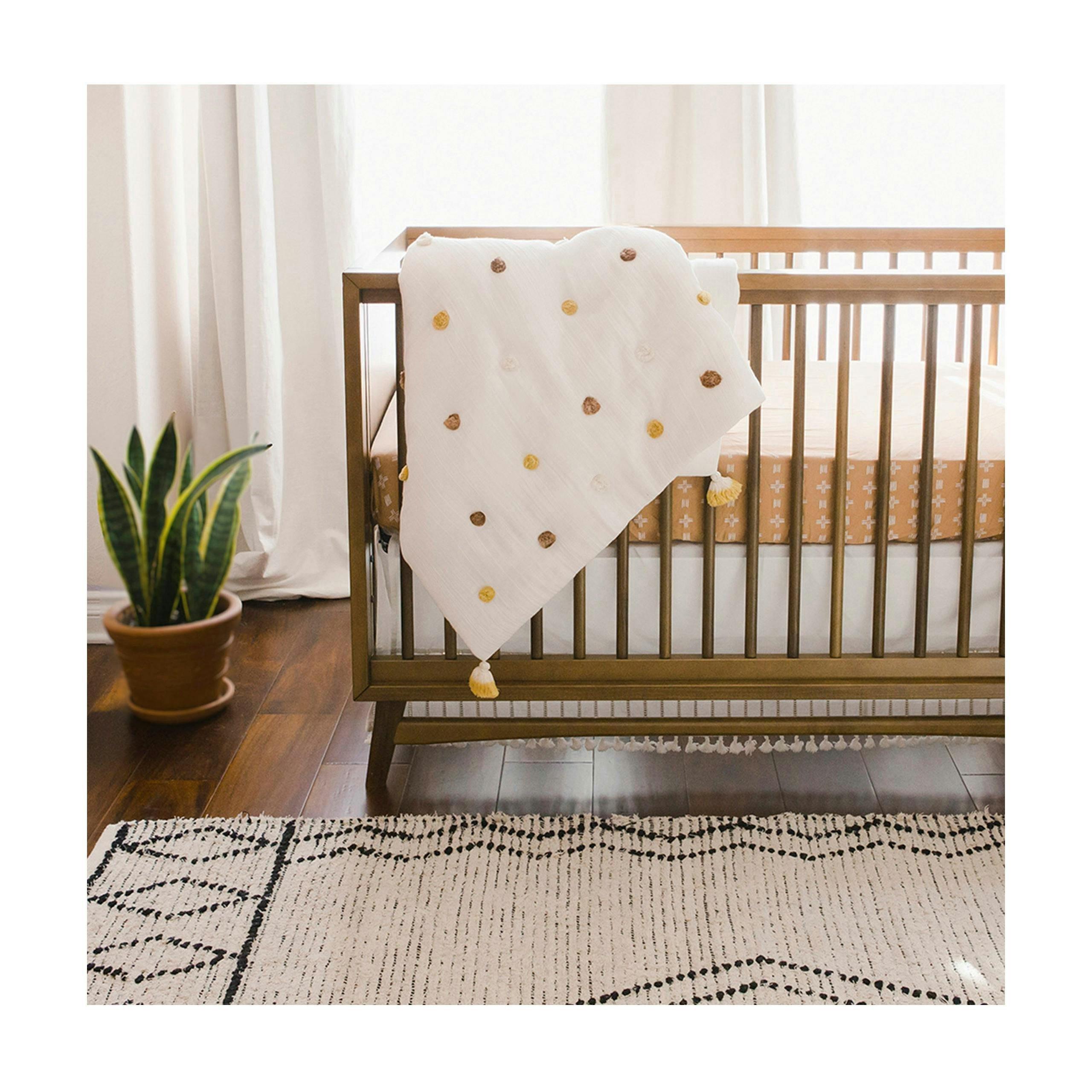 Kendi Cotton Muslin Pom Pom Baby Quilt image number 4