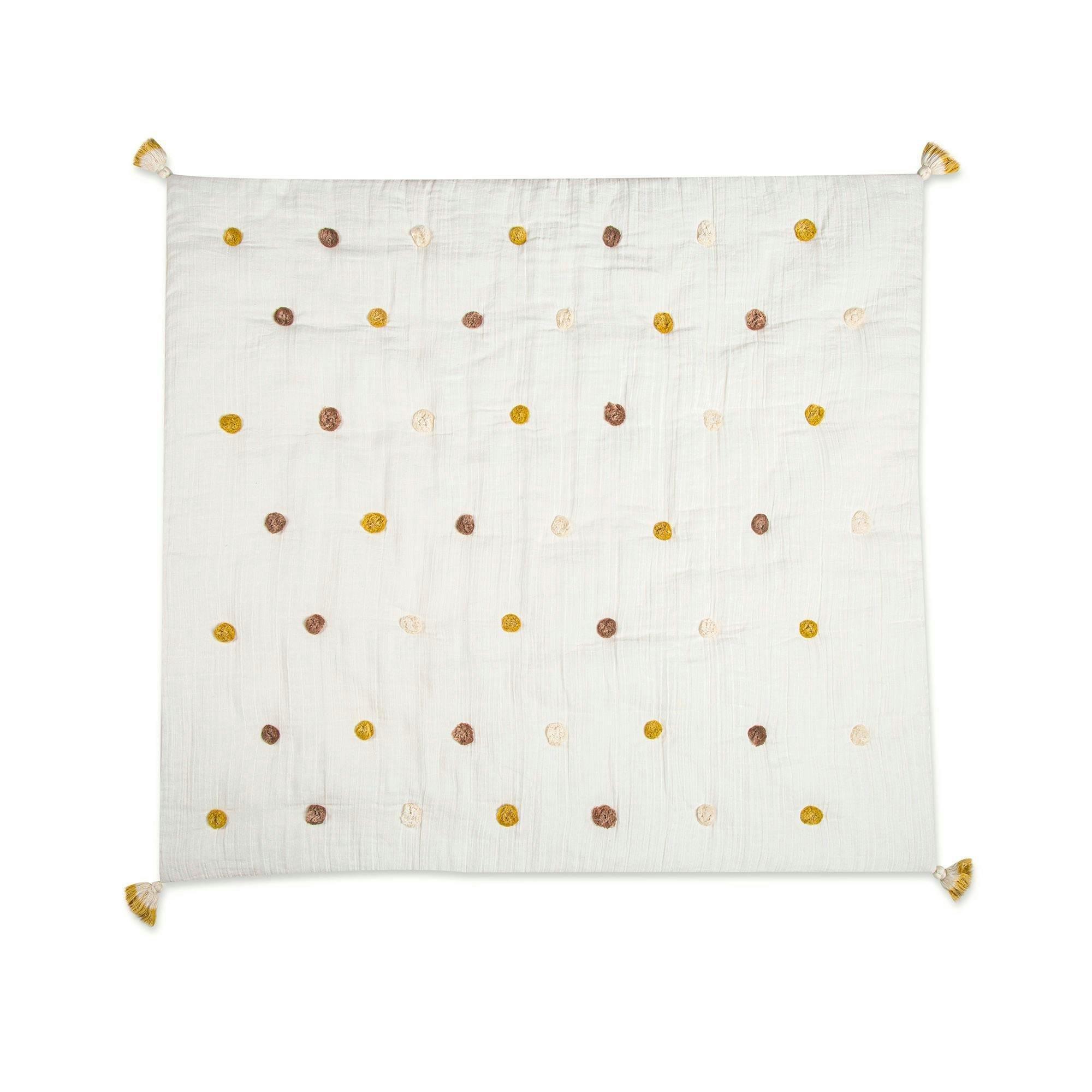 Kendi Cotton Muslin Pom Pom Baby Quilt image number 1
