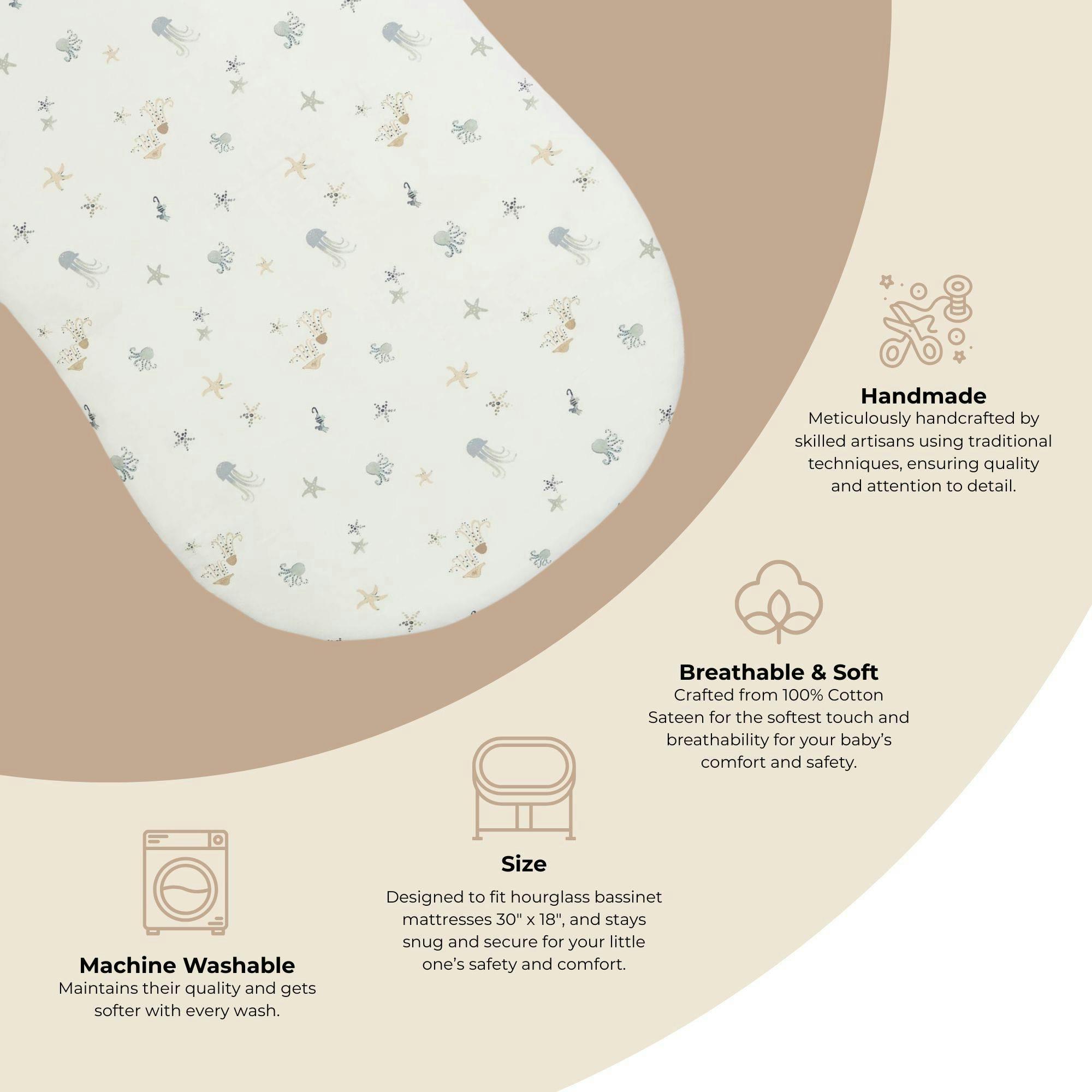 Cove Sea Life Cotton Bassinet Sheet image number 3