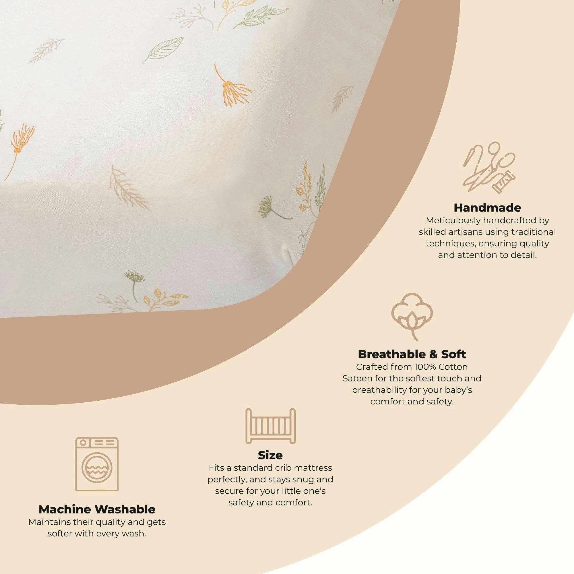 Willow Dainty Leaf Cotton Fitted Crib Sheet image number 1