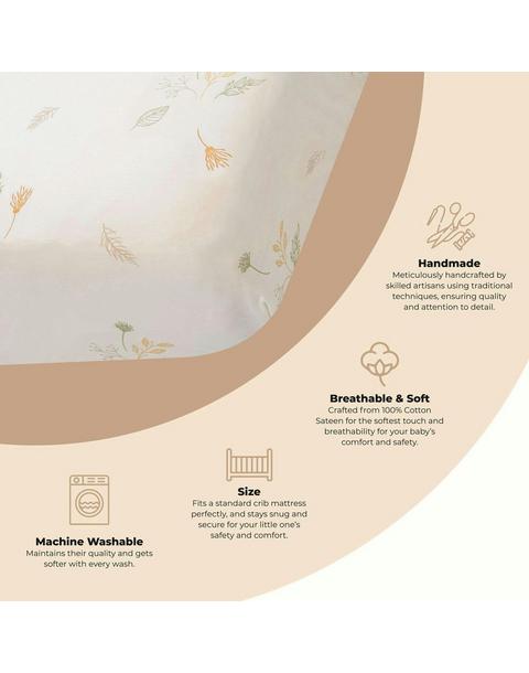 Willow Dainty Leaf Cotton Fitted Crib Sheet